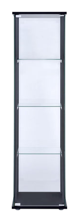 Cyclamen Black/Clear 4-Shelf Glass Curio Cabinet by Coaster at Eve Furniture
