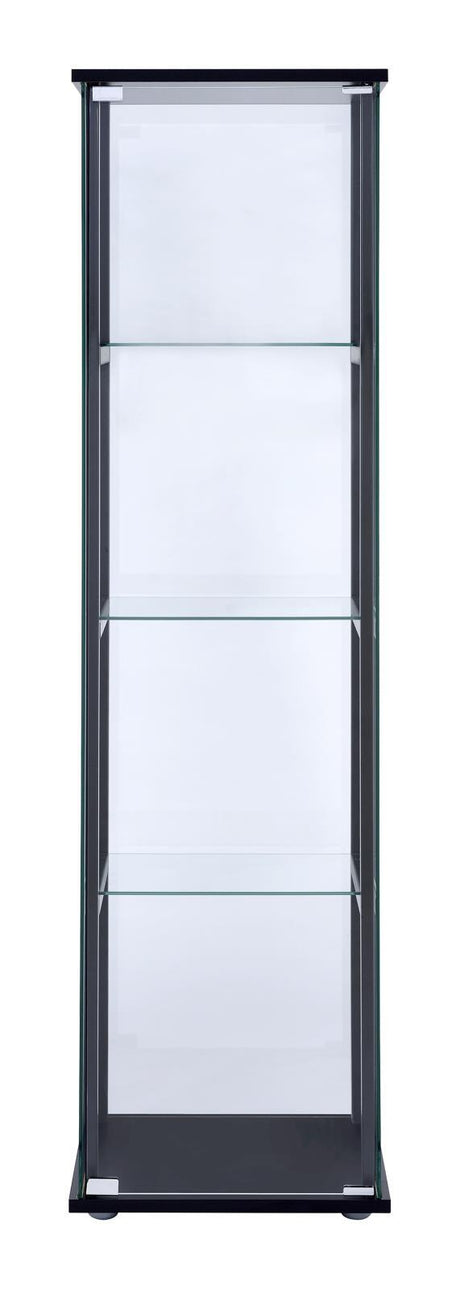 Cyclamen Black/Clear 4-Shelf Glass Curio Cabinet by Coaster at Eve Furniture