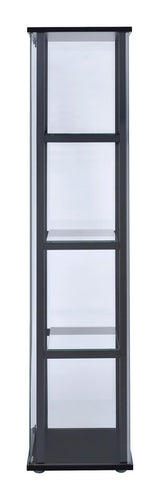 Cyclamen Black/Clear 4-Shelf Glass Curio Cabinet by Coaster at Eve Furniture