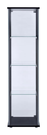 Cyclamen Black/Clear 4-Shelf Glass Curio Cabinet by Coaster at Eve Furniture