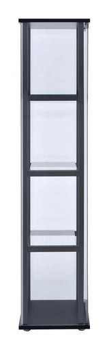 Cyclamen Black/Clear 4-Shelf Glass Curio Cabinet by Coaster at Eve Furniture
