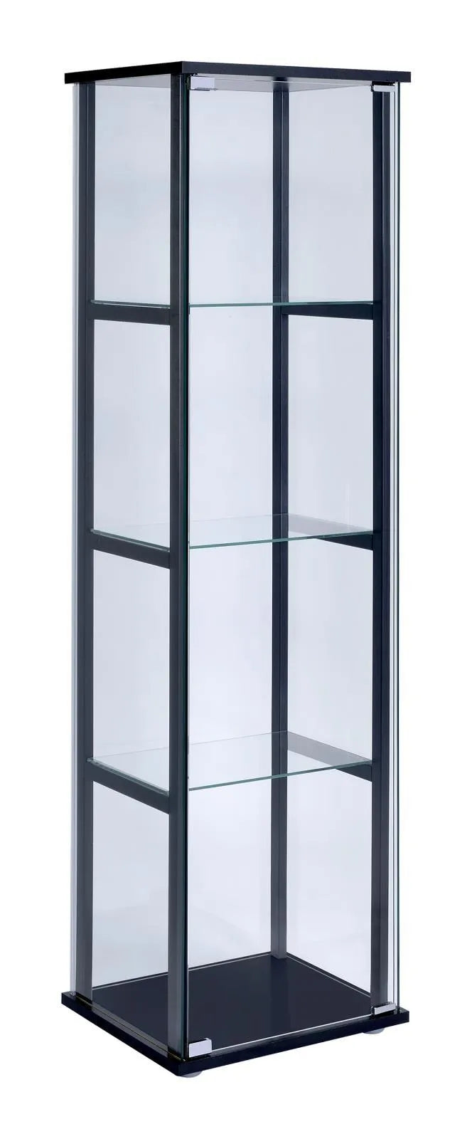 Cyclamen Black/Clear 4-Shelf Glass Curio Cabinet by Coaster at Eve Furniture