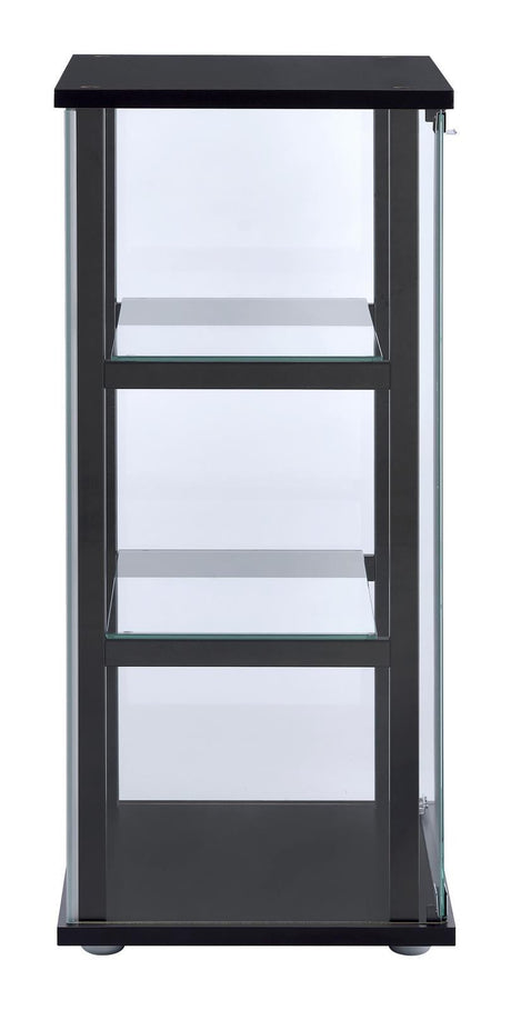 Cyclamen Black/Clear 3-Shelf Glass Curio Cabinet by Coaster at Eve Furniture