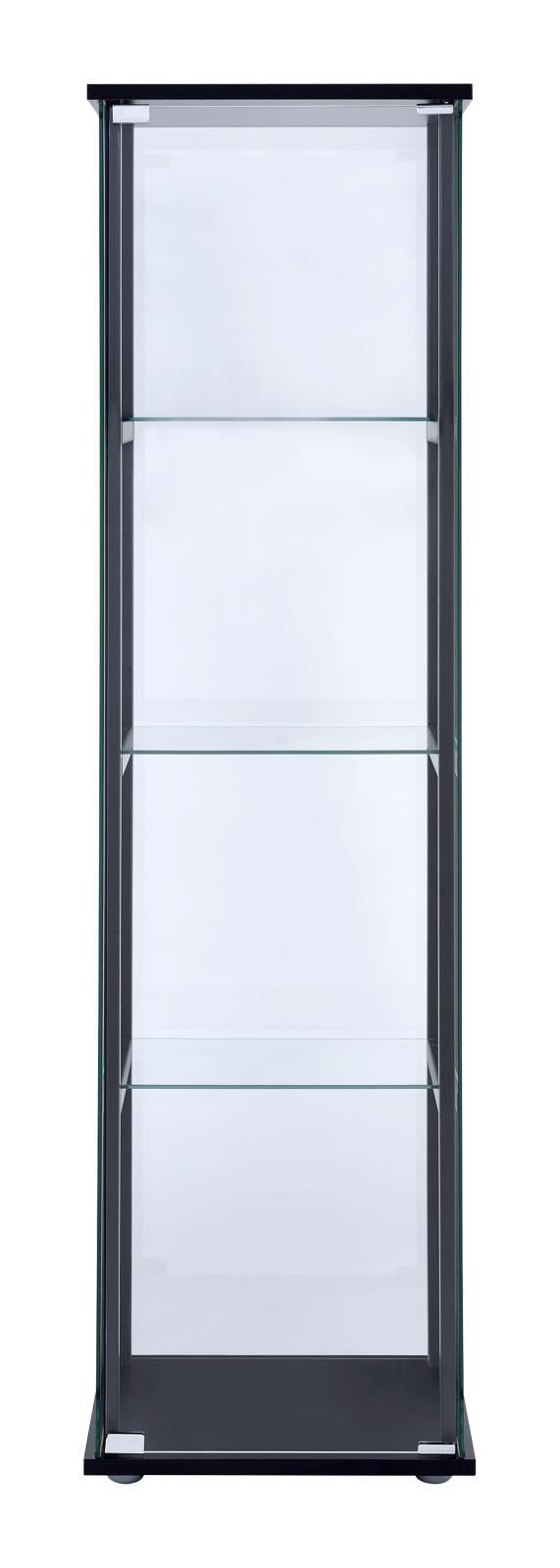 Cyclamen Black/Clear 4-Shelf Glass Curio Cabinet by Coaster at Eve Furniture