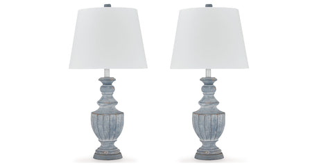 Cylerick 2-Piece Table Lamp Set in Antique Blue by Ashley at Eve Furniture