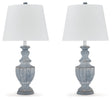 Cylerick 2-Piece Table Lamp Set in Antique Blue by Ashley at Eve Furniture