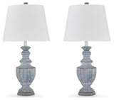 Cylerick 2-Piece Table Lamp Set in Antique Blue by Ashley at Eve Furniture