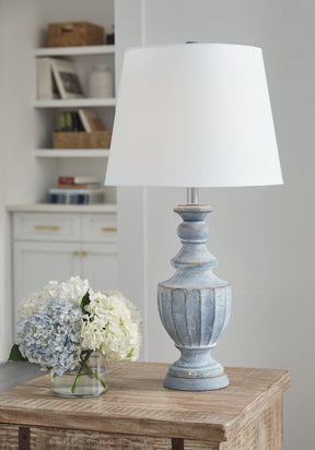 Cylerick Antique Blue Table Lamp by Ashley at Eve Furniture