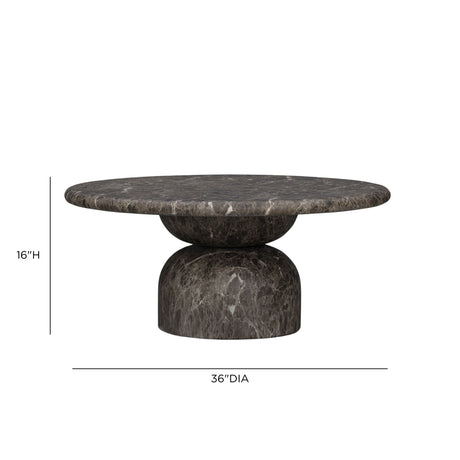 Cynthia 36" Dark Emperador Faux Marble Indoor/Outdoor Coffee Table by TOV Furniture at Eve Furniture