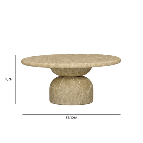 Cynthia 36" Light Emperador Faux Marble Indoor/Outdoor Coffee Table by TOV Furniture at Eve Furniture