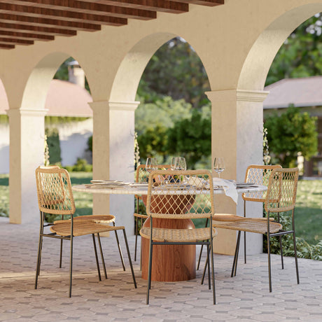 Cynthia 54" Faux Travertine Indoor/Outdoor Concrete Round Dining Table by TOV Furniture at Eve Furniture