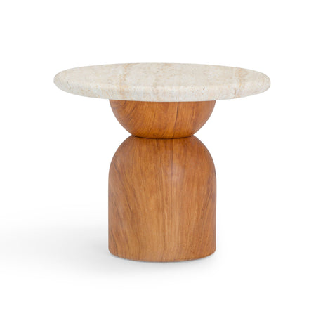 Cynthia Faux Travertine Concrete Indoor/Outdoor Side Table by TOV Furniture at Eve Furniture