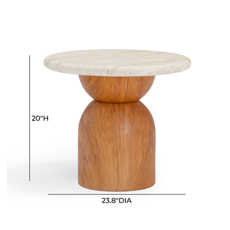 Cynthia Faux Travertine Concrete Indoor/Outdoor Side Table by TOV Furniture at Eve Furniture