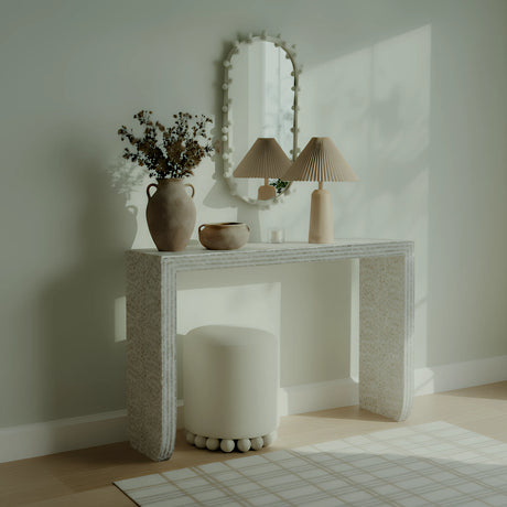 Cyprus 47" Cream Capiz Shell Console Table by TOV Furniture at Eve Furniture