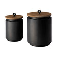 Cyril (Set of 2) Gray Metal W/ Brown Wood Lids Jars by Mercana at Eve Furniture