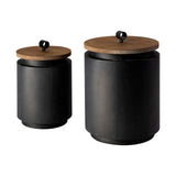 Cyril (Set of 2) Gray Metal W/ Brown Wood Lids Jars by Mercana at Eve Furniture
