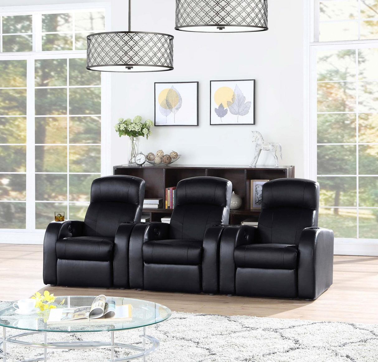 Cyrus Black Home Theater Upholstered Recliner by Coaster at Eve Furniture