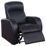 Cyrus Black Home Theater Upholstered Recliner by Coaster at Eve Furniture
