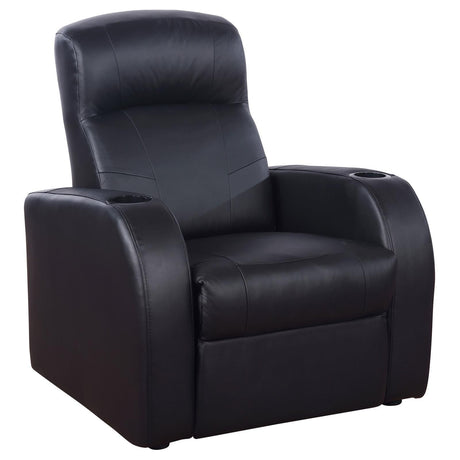 Cyrus Black Home Theater Upholstered Recliner by Coaster at Eve Furniture