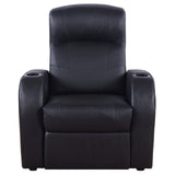 Cyrus Black Home Theater Upholstered Recliner by Coaster at Eve Furniture