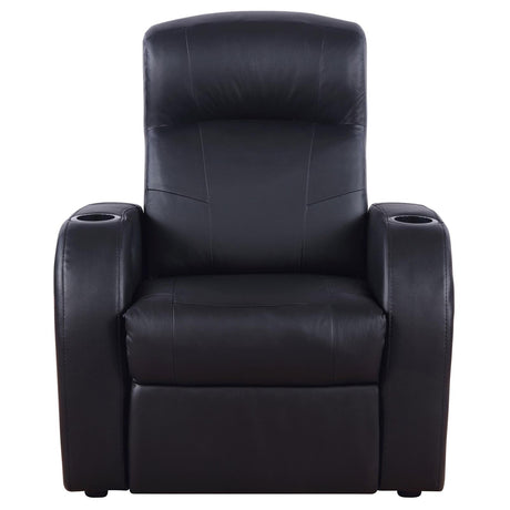 Cyrus Black Home Theater Upholstered Recliner by Coaster at Eve Furniture
