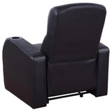 Cyrus Black Home Theater Upholstered Recliner by Coaster at Eve Furniture
