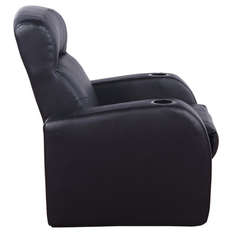 Cyrus Black Home Theater Upholstered Recliner by Coaster at Eve Furniture