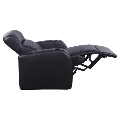 Cyrus Black Home Theater Upholstered Recliner by Coaster at Eve Furniture