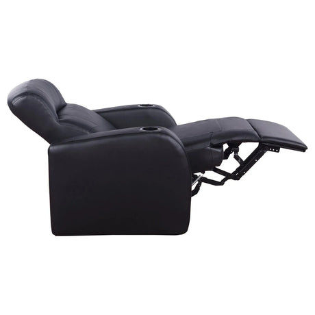 Cyrus Black Home Theater Upholstered Recliner by Coaster at Eve Furniture