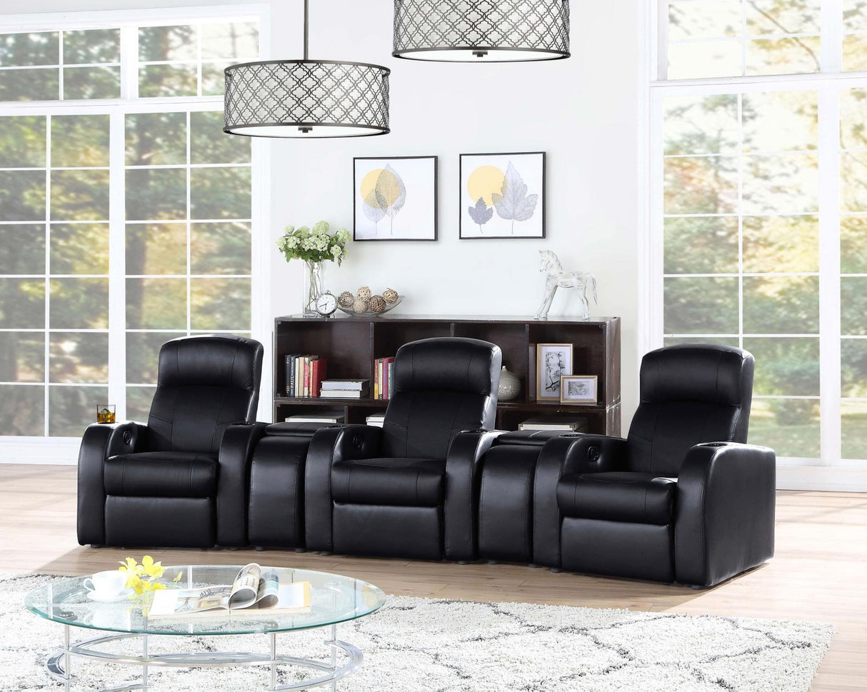 Cyrus Black Home Theater Upholstered Recliner by Coaster at Eve Furniture
