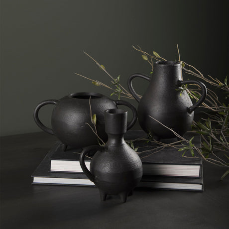Cyrus Black Two handled Vase Decorative Object by Mercana at Eve Furniture