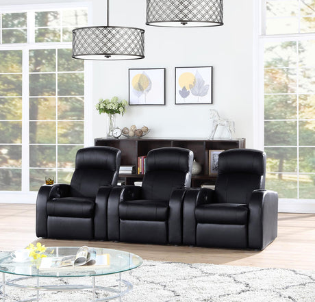 Cyrus Black Upholstered 3-Piece Reclining Living Room Set by Coaster at Eve Furniture