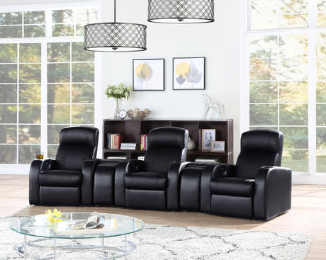 Cyrus Black Upholstered 5-Piece Reclining Living Room Set by Coaster at Eve Furniture