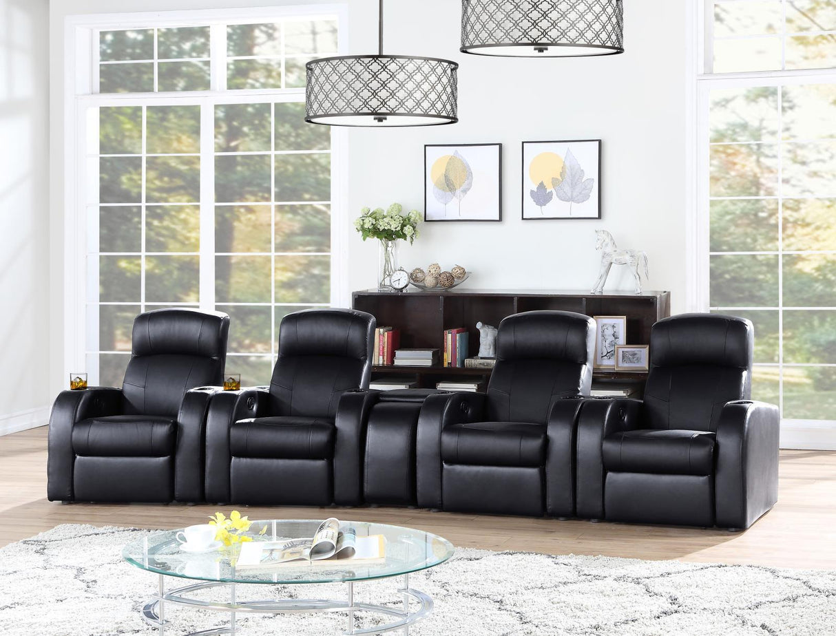 Cyrus Black Upholstered 5-Piece Reclining Living Room Set by Coaster at Eve Furniture