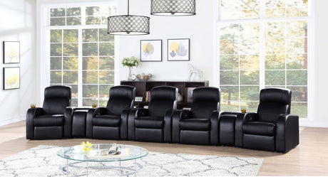 Cyrus Black Upholstered 7-Piece Reclining Living Room Set by Coaster at Eve Furniture