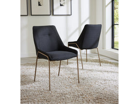 Cyrus Coal/Brushed Bronze Upholstered Dining Chair (Set of 2) by Modus Furniture at Eve Furniture