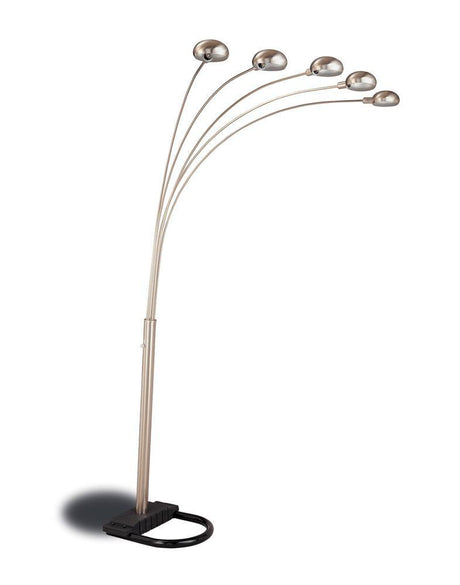Dacre Chrome/Black 5-light Floor Lamp with Curvy Dome Shades by Coaster at Eve Furniture