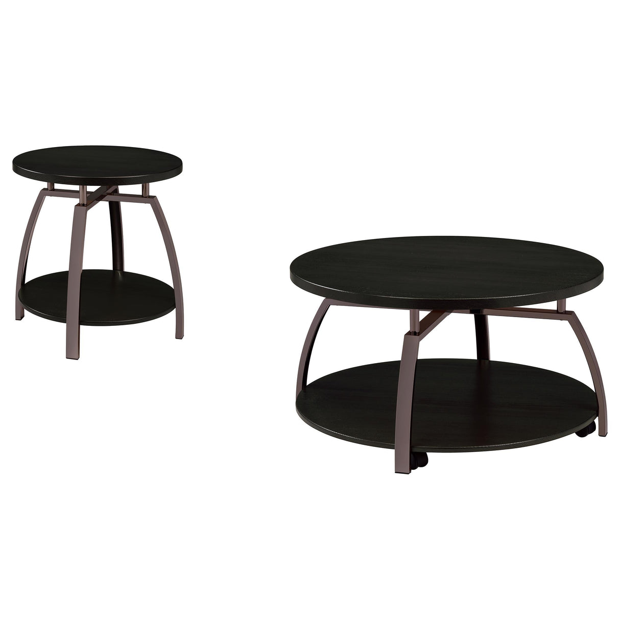 Dacre Dark Charcoal 2-Piece Round Coffee and End Table Set by Coaster at Eve Furniture
