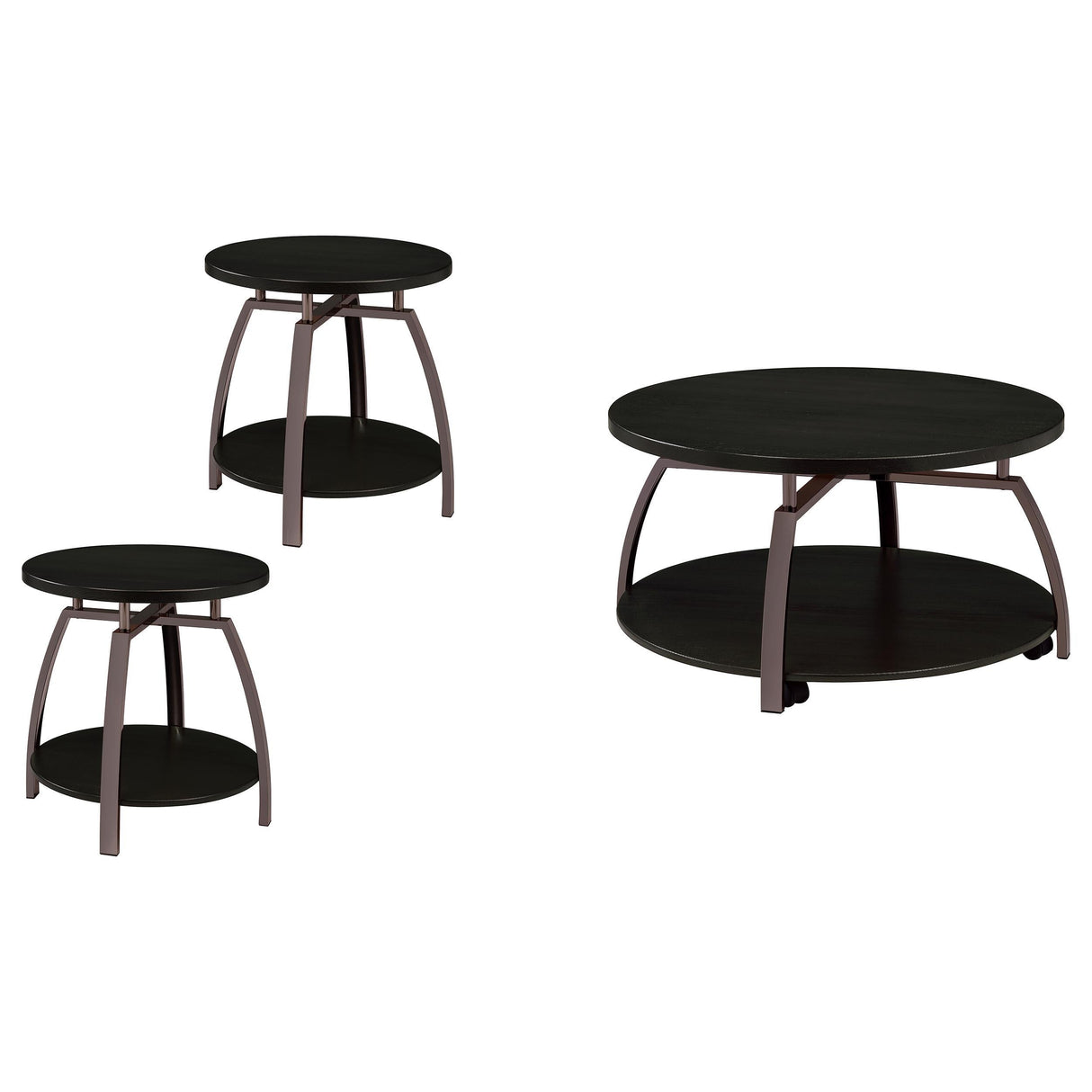 Dacre Dark Charcoal 3-Piece Round Coffee and End Table Set by Coaster at Eve Furniture