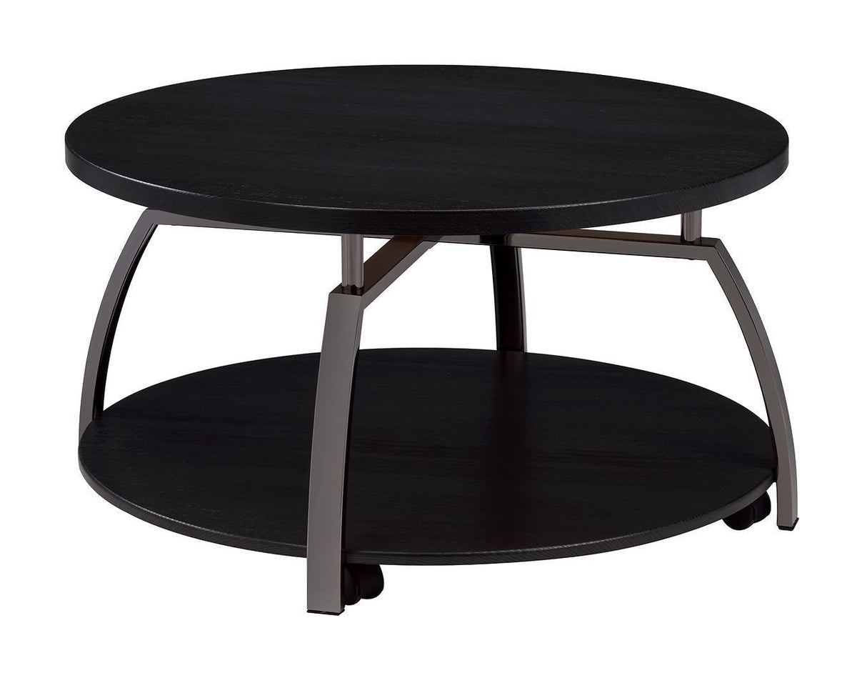 Dacre Dark Gray/Black Nickel Round Coffee Table by Coaster at Eve Furniture