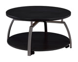 Dacre Dark Gray/Black Nickel Round Coffee Table by Coaster at Eve Furniture