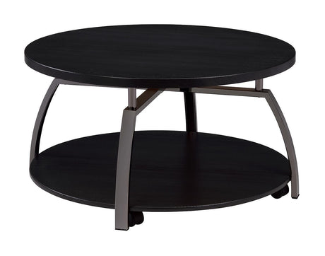 Dacre Dark Gray/Black Nickel Round Coffee Table by Coaster at Eve Furniture