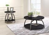 Dacre Dark Gray/Black Nickel Round Coffee Table by Coaster at Eve Furniture