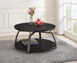 Dacre Dark Gray/Black Nickel Round Coffee Table by Coaster at Eve Furniture