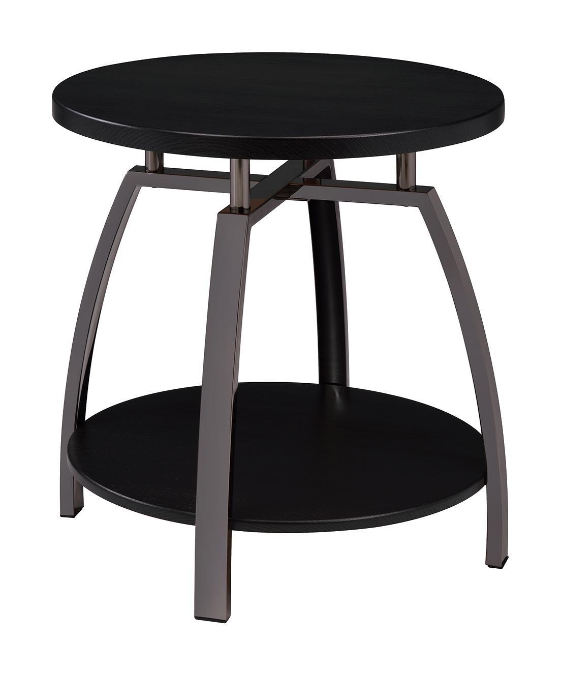 Dacre Dark Gray/Black Nickel Round End Table by Coaster at Eve Furniture