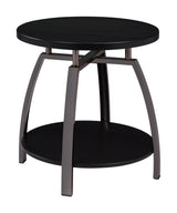 Dacre Dark Gray/Black Nickel Round End Table by Coaster at Eve Furniture