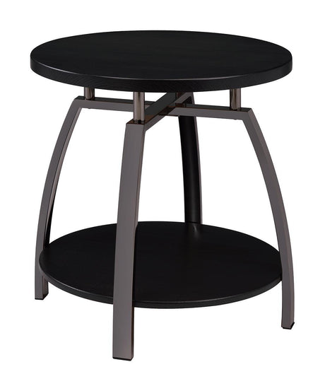 Dacre Dark Gray/Black Nickel Round End Table by Coaster at Eve Furniture