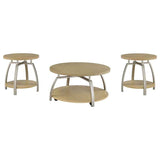 Dacre Greige 3-piece Round Coffee and End Table Set by Coaster at Eve Furniture