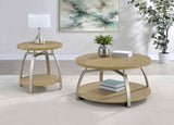 Dacre Greige Round Engineered Wood Top Coffee Table by Coaster at Eve Furniture