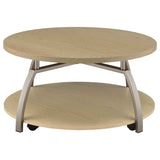 Dacre Greige Round Engineered Wood Top Coffee Table by Coaster at Eve Furniture